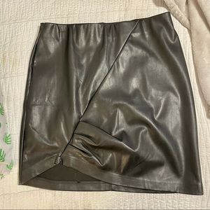 Black Faux Leather Mini: High Waisted Rushed Skirt | Dynamite NWT Large